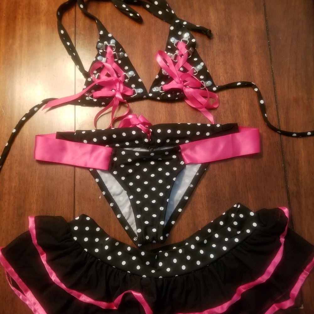 Chynna Dolls Swimwear Polka Dot Bikini Mini Skirt